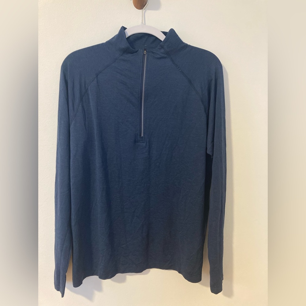 Lululemon 1/4 Zip Metal Vent Tech Blue Top. Size L